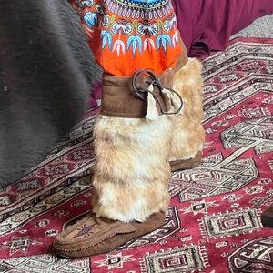 Hand Crafted Mukluks - Brown Leather & Fur